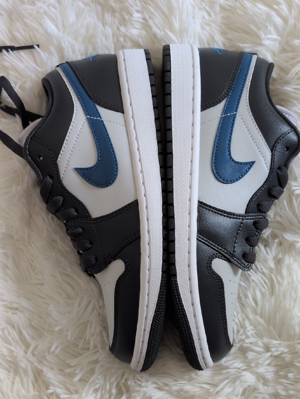 Nike Air Jordan Low Top Sneakers in Grey/Black/Blue, New In Box W8.5